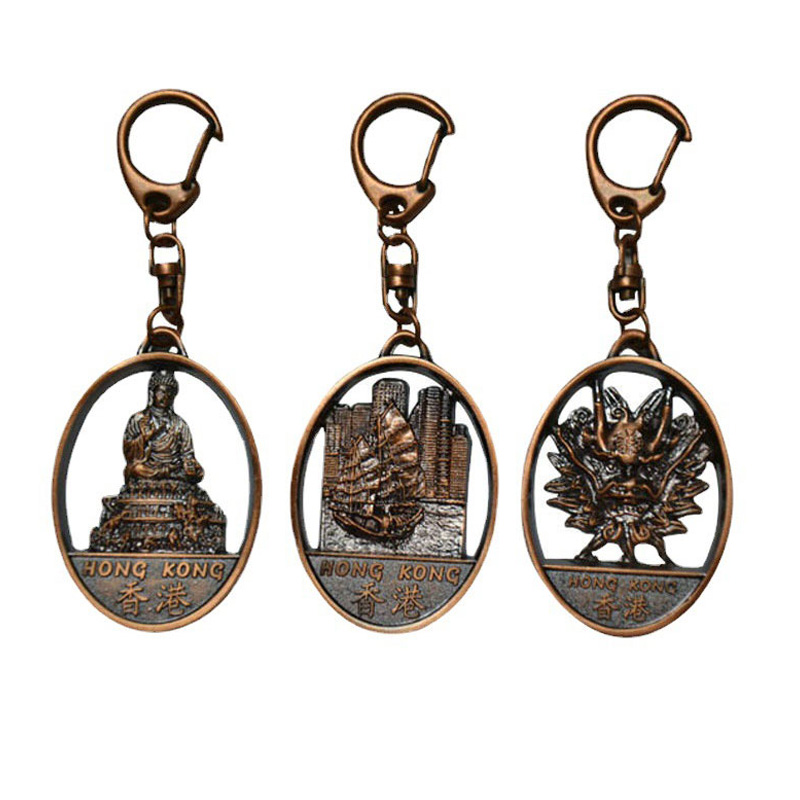 Factory wholesale bronze metal zinc alloy keychain accessories for Hong Kong scenic spot